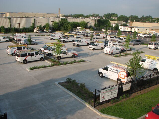 pervious concrete parking lot - Comcast on southside of Chicago