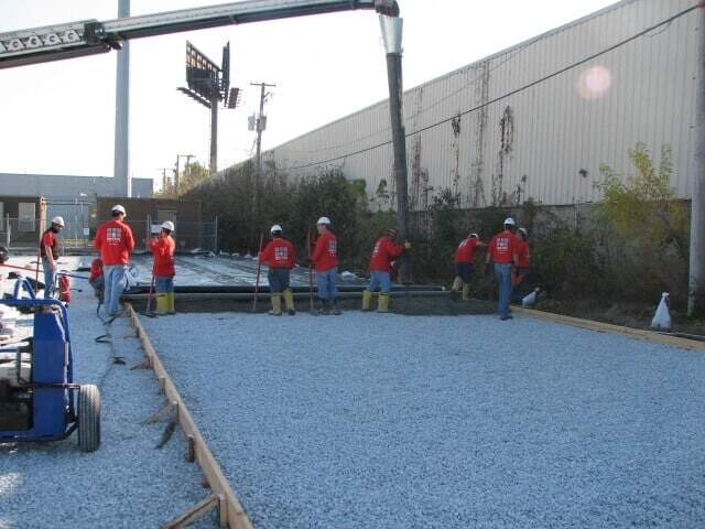 Raffin Construction crews installing pervious concrete