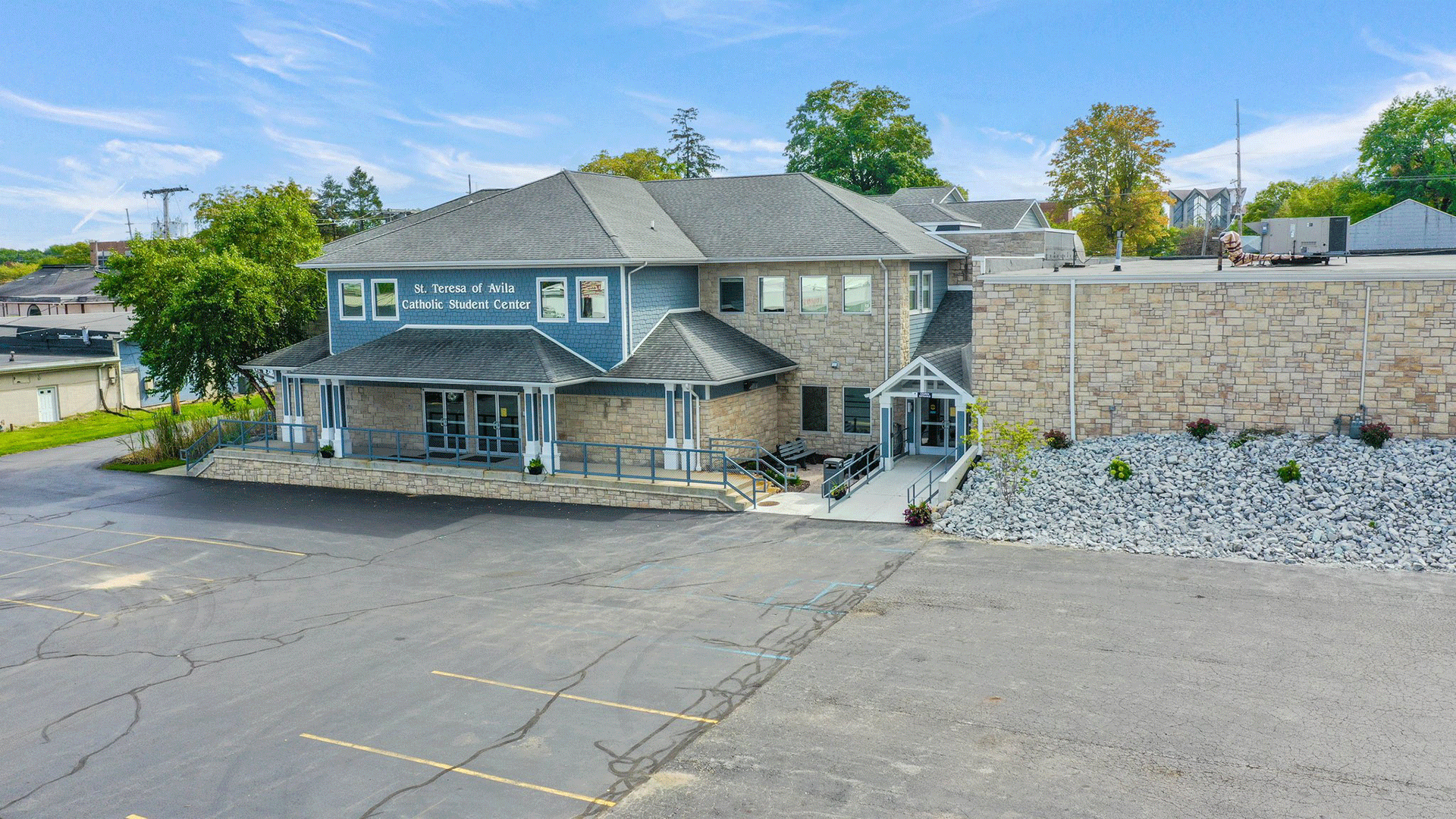Exterior View Of St. Teresa Of Avila Catholic Student Center In Valparaiso, IN